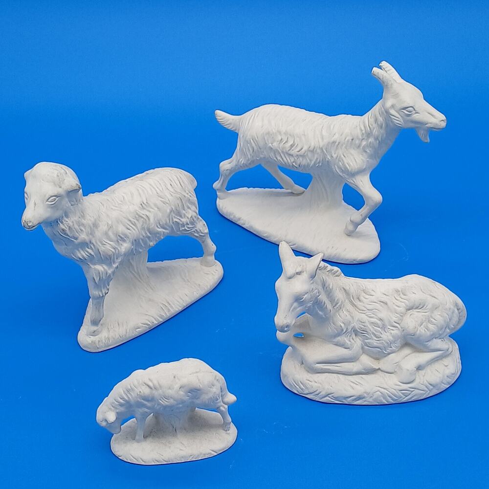 Vintage Atlantic & Euro-o-Con Mold Nativity Donkey Sheep - Unpainted & Unfired
